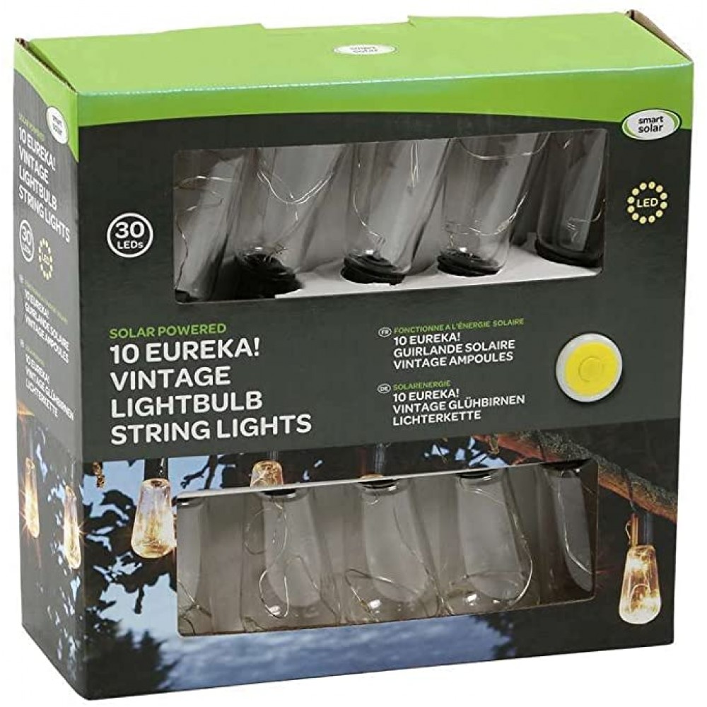 Eureka Vintage Lightbulb Solar String Lights 10